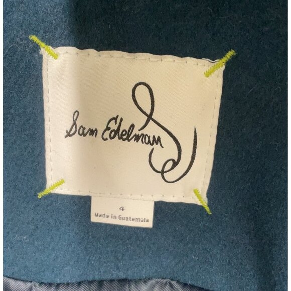 Sam Edelman Teal Double-Breasted Water Repellant Peacoat • Quiet Luxury Preppy S - Picture 11 of 13